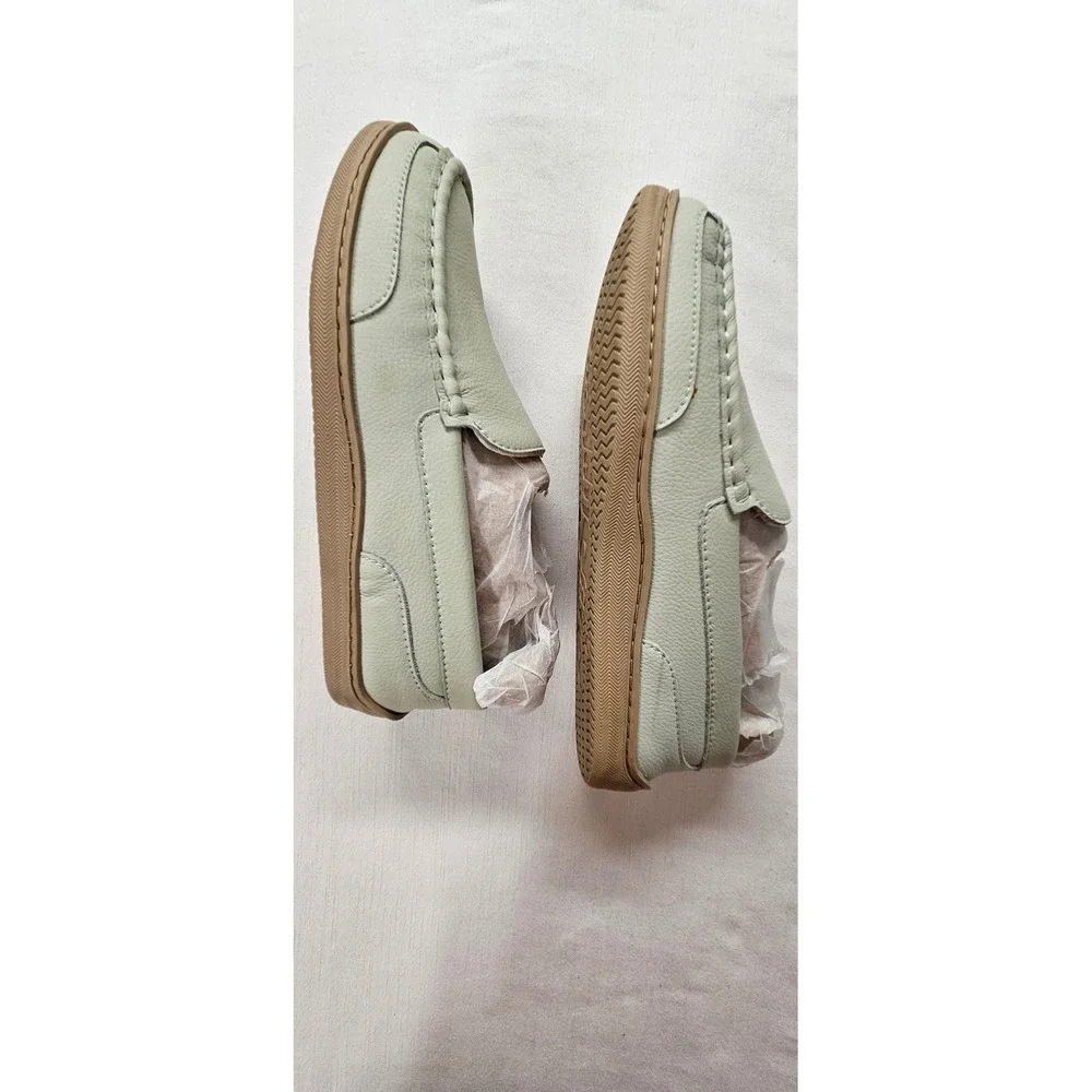 MySlippers MyPillow Mens Moccasin Loafers Sage Green Leather Slip On Shoes 11